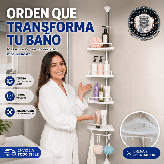 AQUASCAPE®: La repisa esquinera retráctil que duplica el espacio de almacenamiento en tu ducha.
