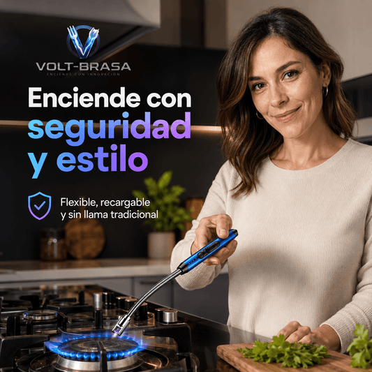 VOLT-BRASA®: El encendedor eléctrico recargable USB con cuello flexible que prende sin llama al instante.