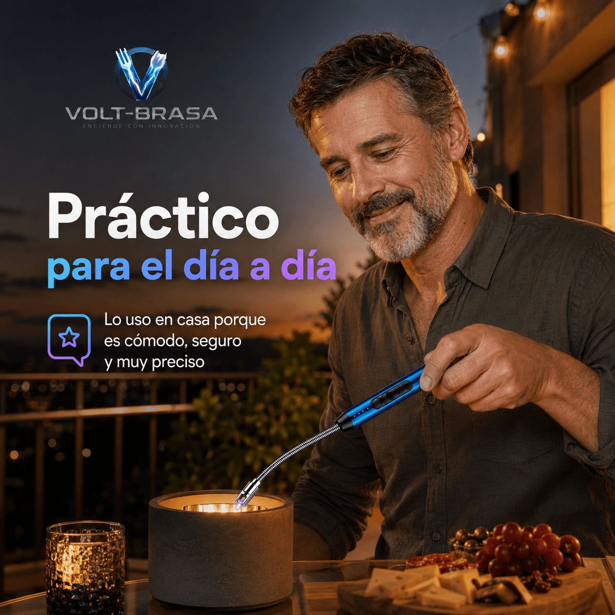 VOLT-BRASA®: El encendedor eléctrico recargable USB con cuello flexible que prende sin llama al instante.