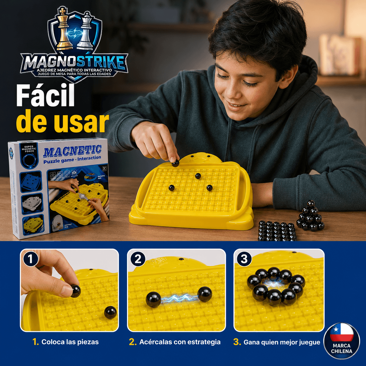 MAGNOSTRIKE®: El juego de ajedrez magnético de estrategia que desafía la mente de tu familia al instante.