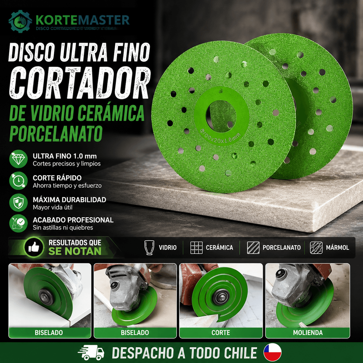 KORTEMASTER®: El disco de corte de 115mm que logra terminaciones perfectas en vidrio y cerámica.