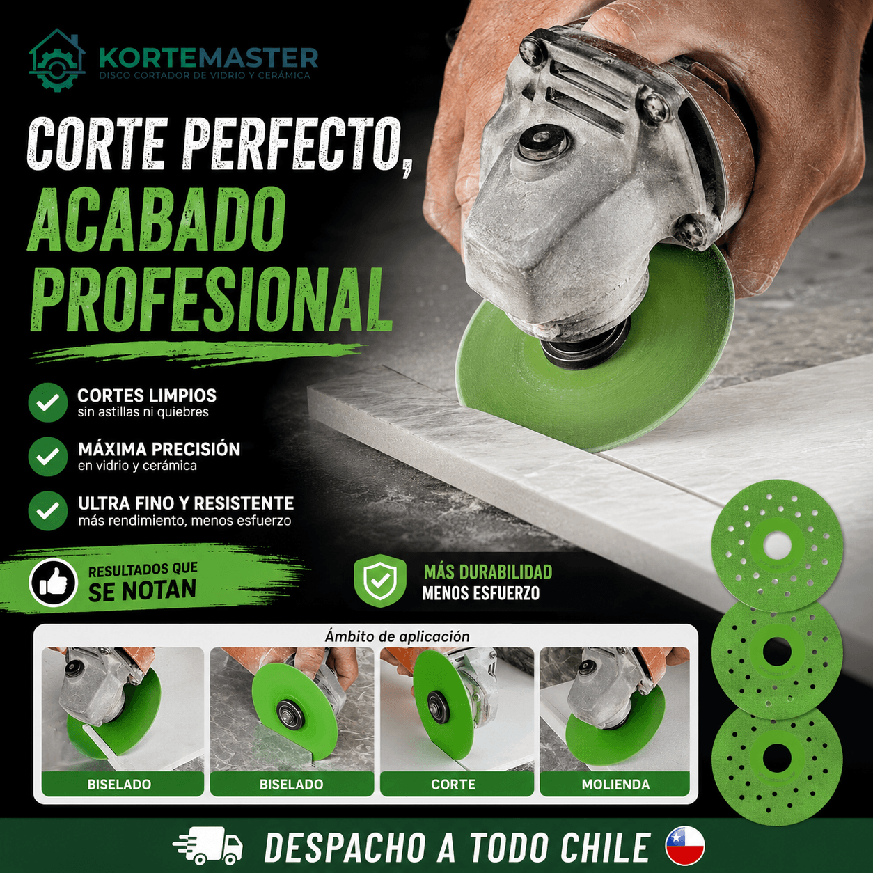 KORTEMASTER®: El disco de corte de 115mm que logra terminaciones perfectas en vidrio y cerámica.