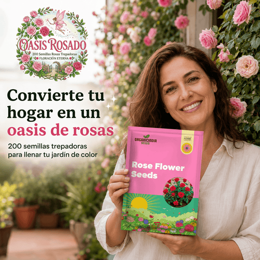OASIS ROSADO®: El kit de 200 semillas de rosas trepadoras que llena tu jardín de color y aroma al instante.