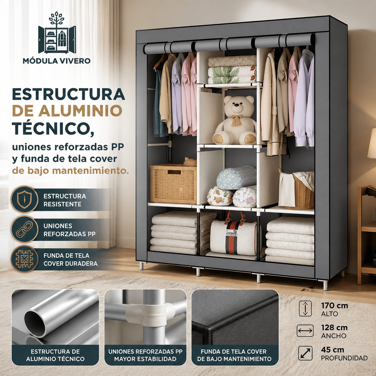 MODULA®: El armario ropero armable de 3 cuerpos que multiplica tu espacio en cuestión de minutos.