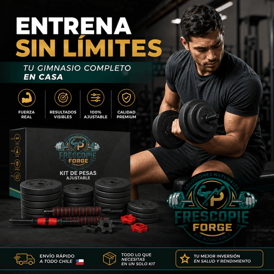 FRESCOPIE FORGE®: El set de mancuernas y barra armable ajustable para entrenar todo tu cuerpo en casa.