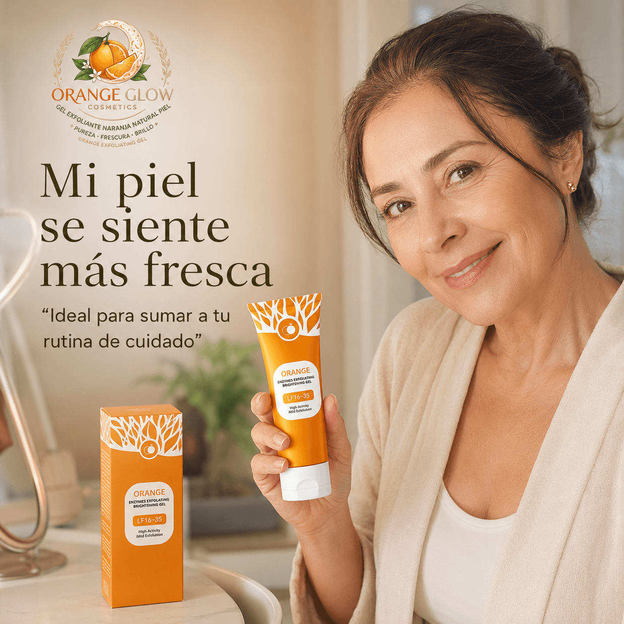 ORANGE GLOW®: El gel exfoliante de naranja natural que renueva e hidrata tu piel al instante.