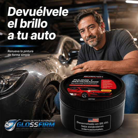 GLOSSFIRM®: La pasta de pulir automotriz sin silicona que elimina rayas y devuelve el brillo al instante.
