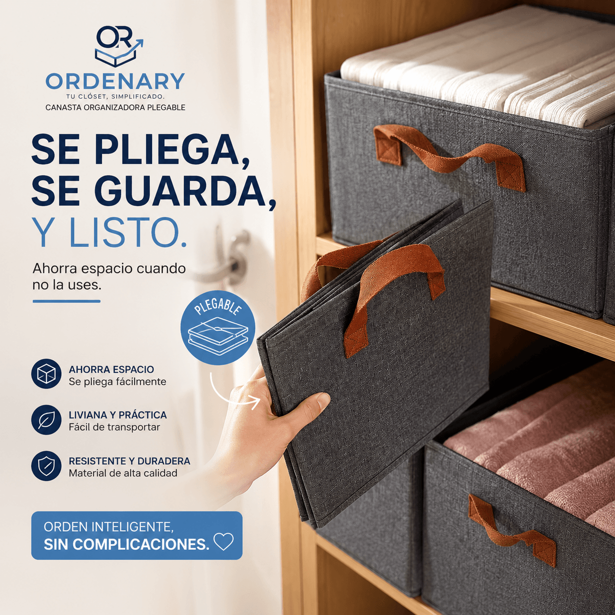 ORDENARY®: Las cajas organizadoras de tela plegable que transforman el desorden de tu clóset al instante.
