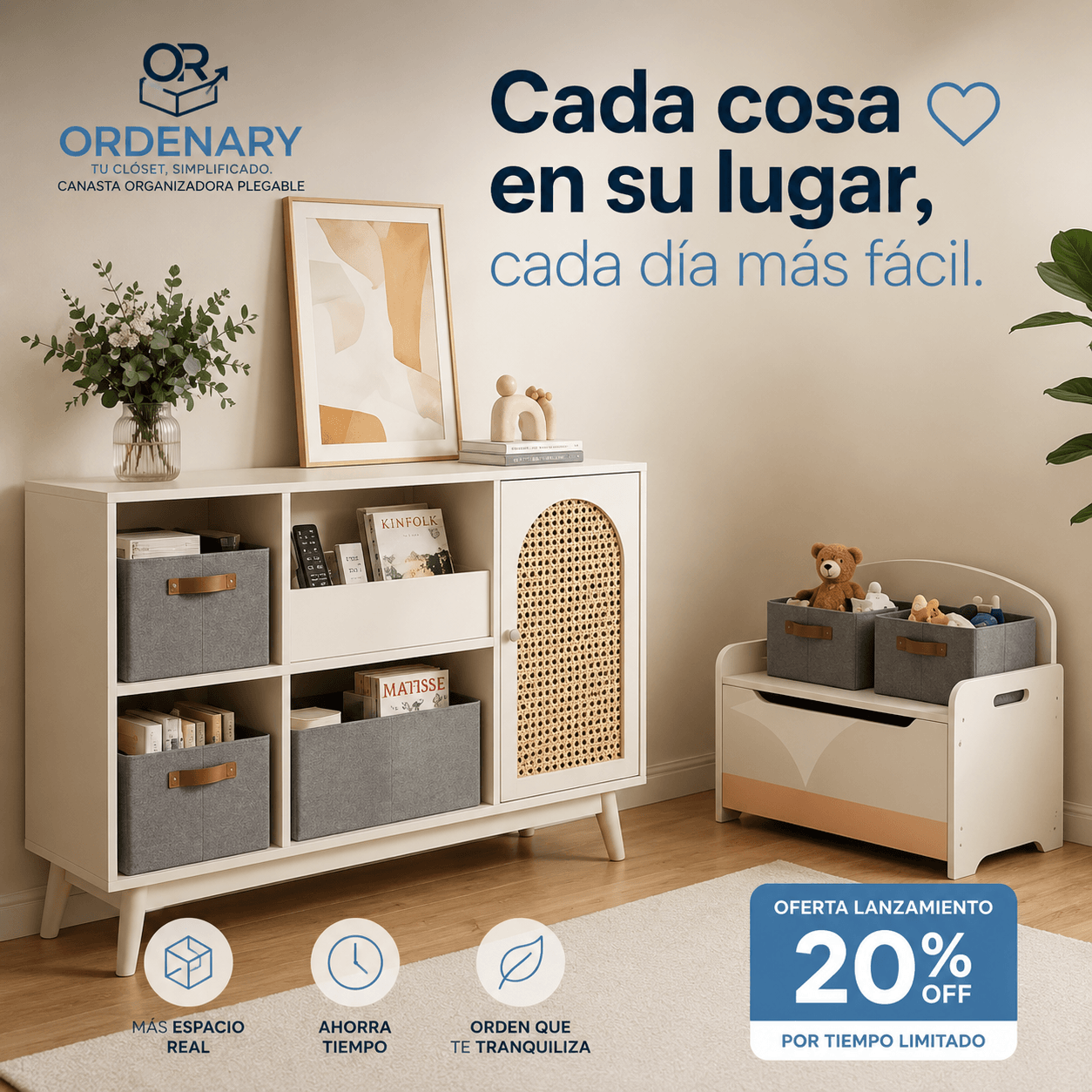 ORDENARY®: Las cajas organizadoras de tela plegable que transforman el desorden de tu clóset al instante.