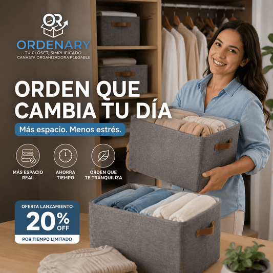 ORDENARY®: Las cajas organizadoras de tela plegable que transforman el desorden de tu clóset al instante.