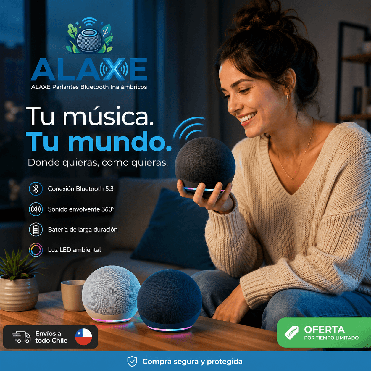 ALAXE®: El parlante bluetooth compacto y esférico que lleva tu música favorita a cualquier lugar.