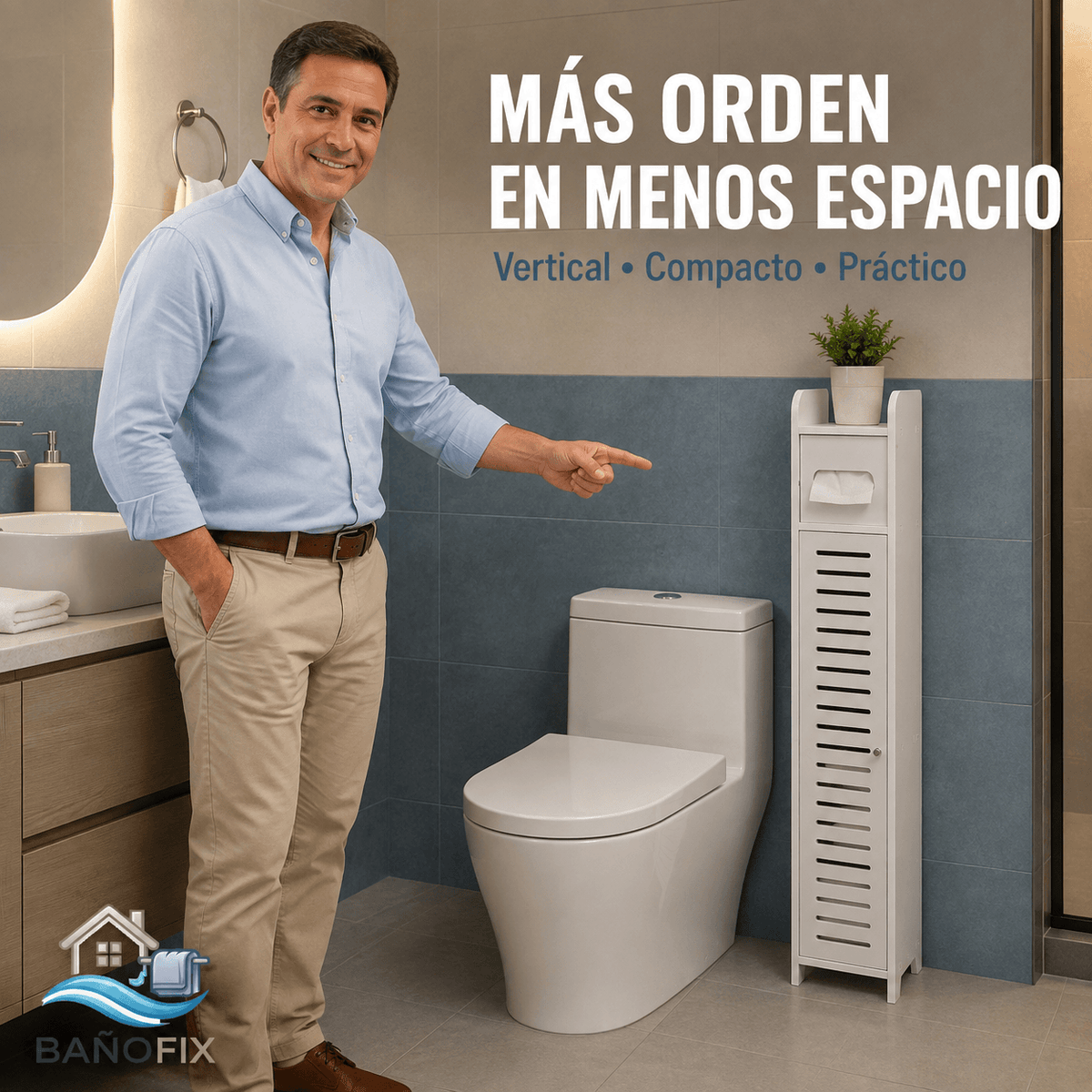 Bañofix®: El armario de baño impermeable que organiza tus espacios al instante.