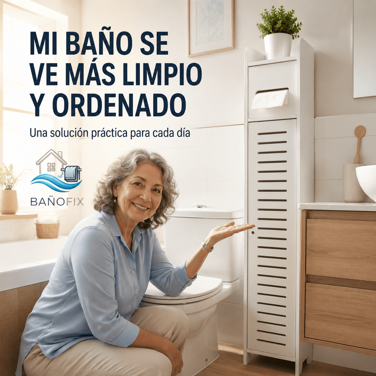 Bañofix®: El armario de baño impermeable que organiza tus espacios al instante.