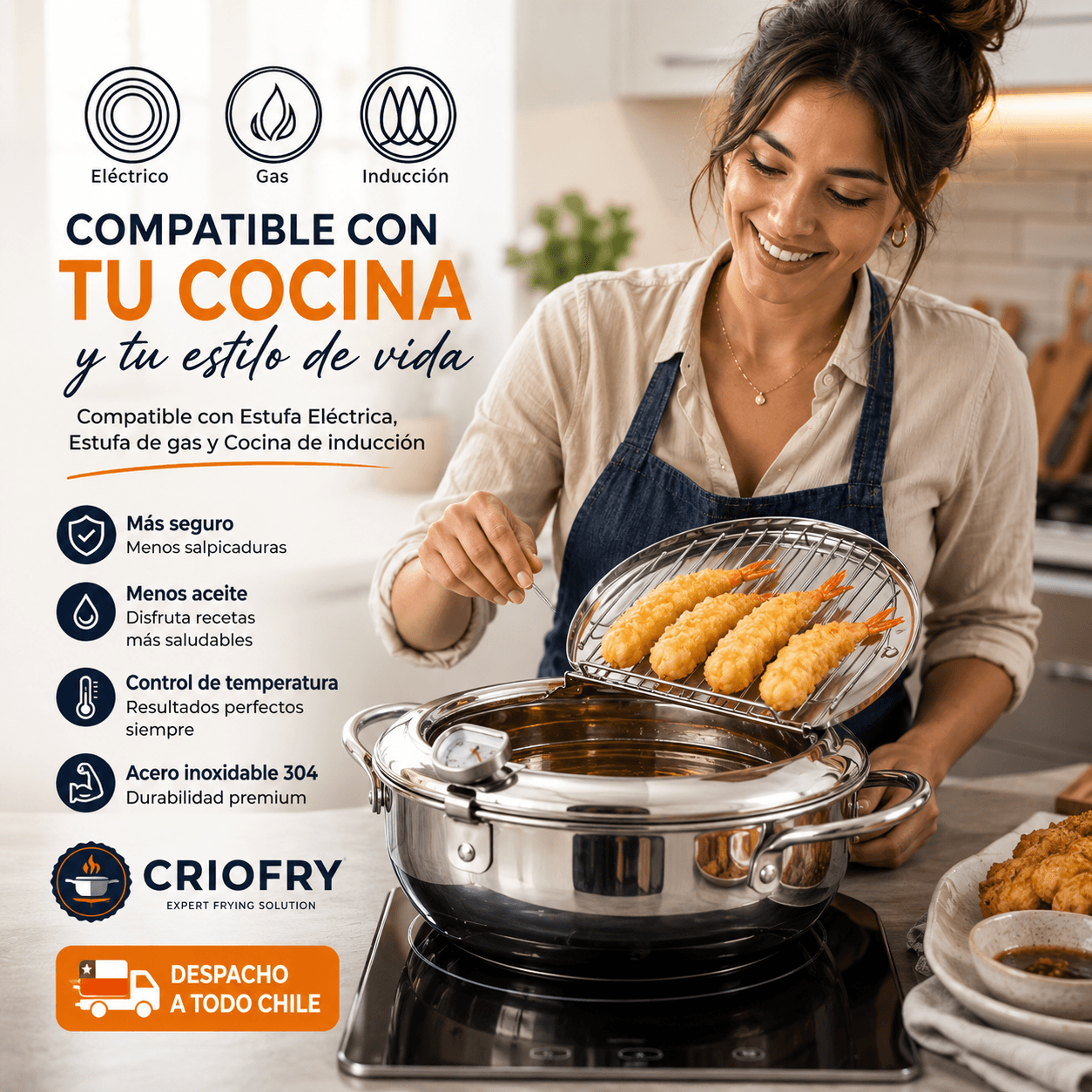 CRIOFRY®: La olla freidora de 2.2L con termómetro integrado que logra texturas crujientes al instante.