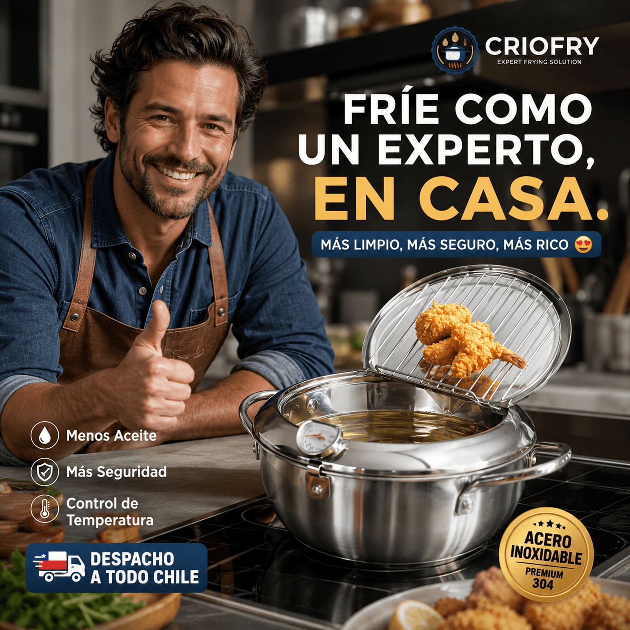 CRIOFRY®: La olla freidora de 2.2L con termómetro integrado que logra texturas crujientes al instante.