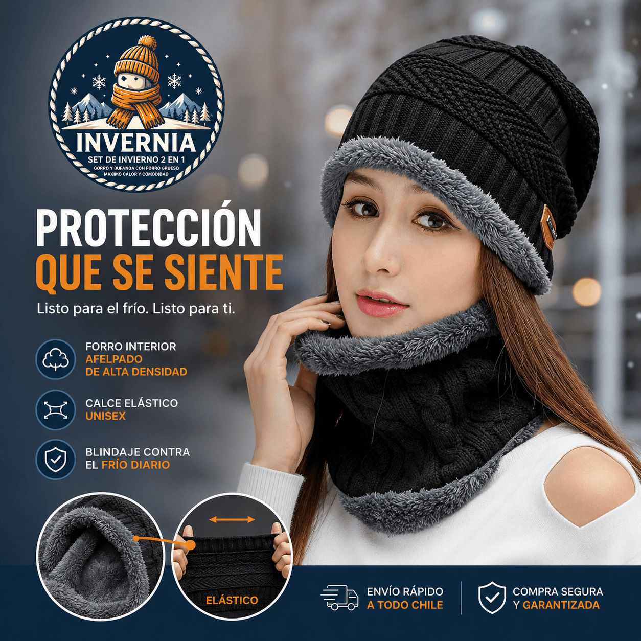 INVERNIA®: El set de gorro y bufanda térmica premium que redefine la comodidad y el estilo en invierno.