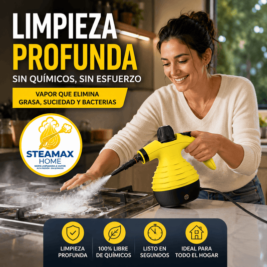 STEAMAX®: El limpiador a vapor de 1000W que disuelve la grasa y la suciedad en la mitad de tiempo.
