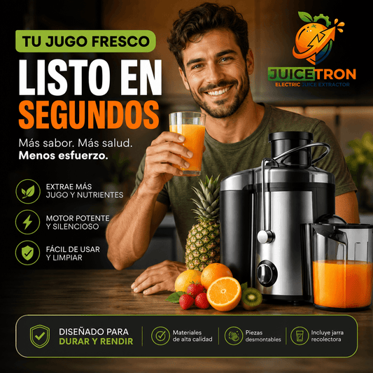 JUICETRON®: El exprimidor eléctrico de 500W que prepara jugos naturales y frescos al instante.