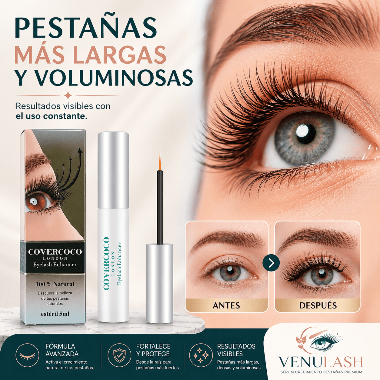 VENULASH®: El sérum acondicionador premium que fortalece y nutre tus pestañas desde la raíz.