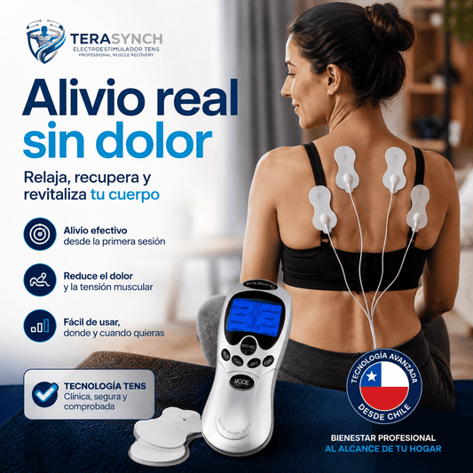 TERASYNCH®: El electroestimulador digital de 4 electrodos que libera la tensión muscular en cualquier lugar.