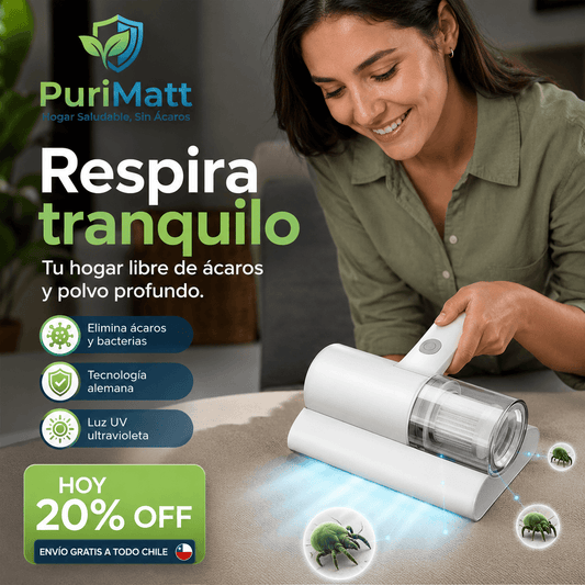 PuriMatt®: La aspiradora portátil que remueve el polvo profundo de tus colchones en minutos.