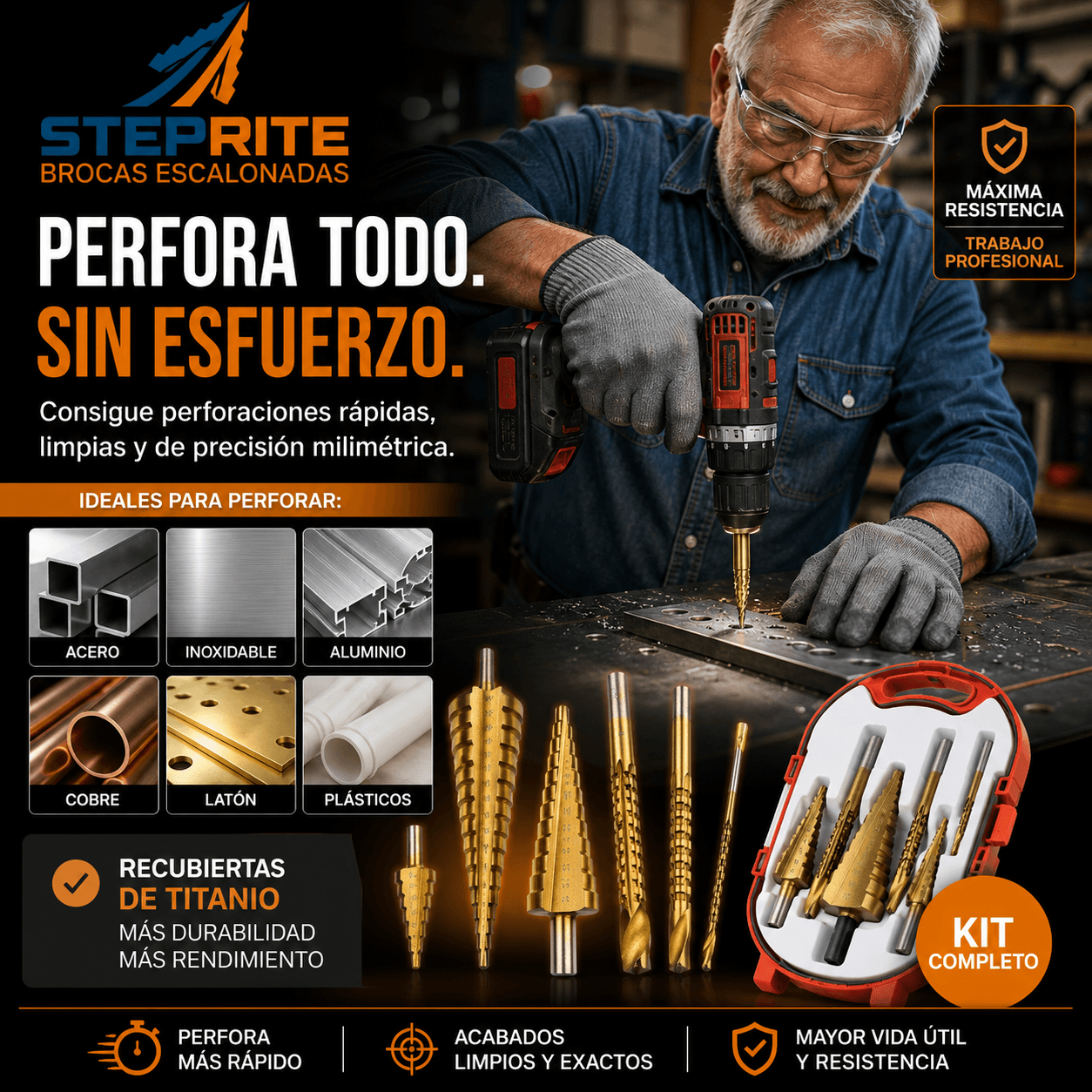 STEPRITE®: Las brocas escalonadas que concentran múltiples medidas en una sola perforación.