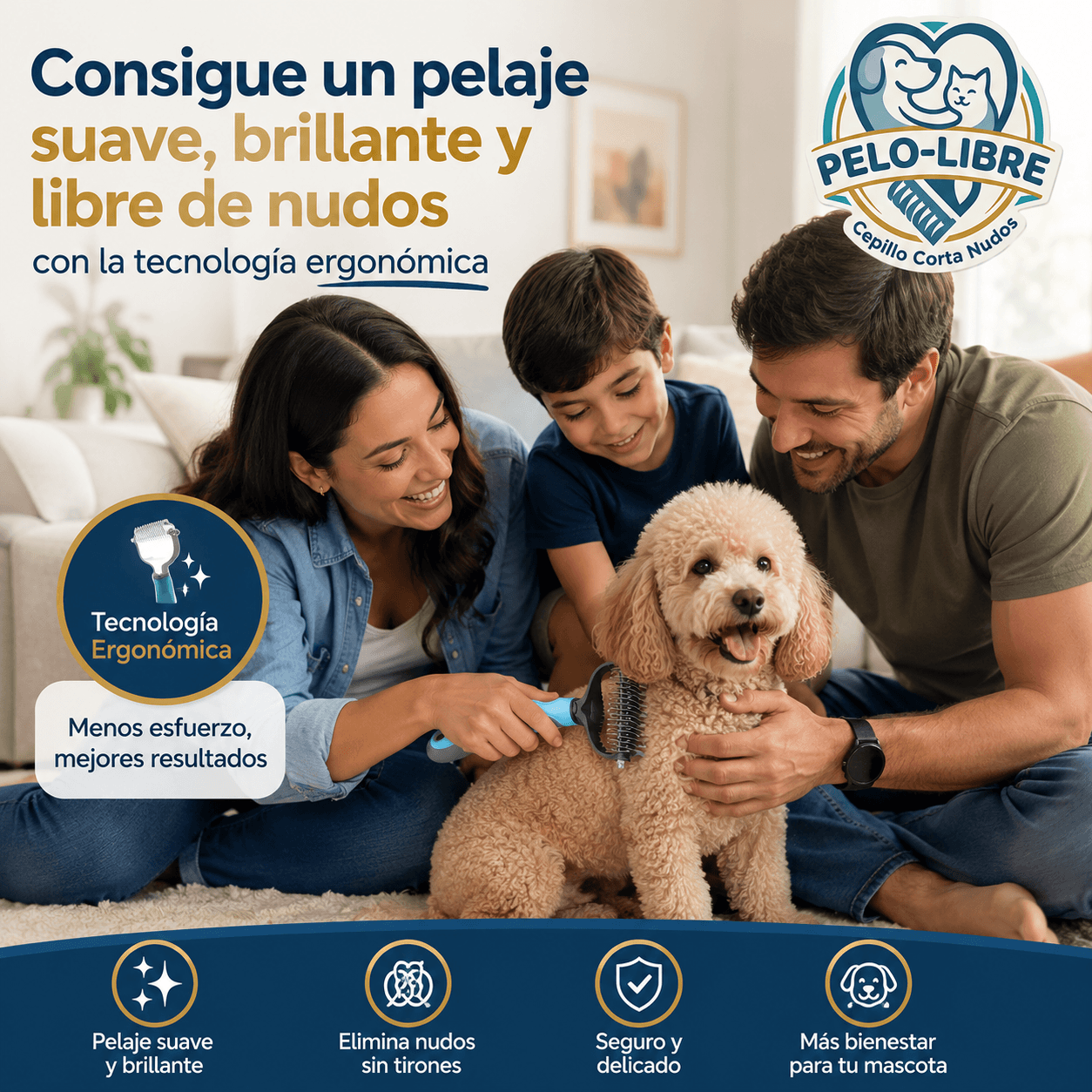 Pelo-Libre®: El cepillo cortanudos que remueve enredos profundos sin tirones dolorosos.