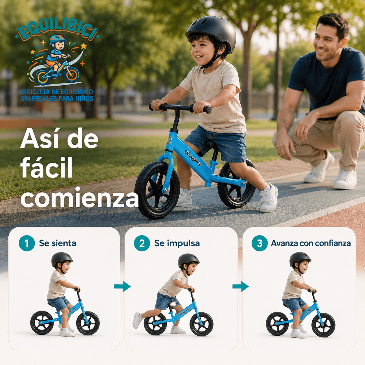 EQUILIBICI®: La bicicleta de equilibrio sin pedales que enseña a tu hijo a andar en bici al instante.