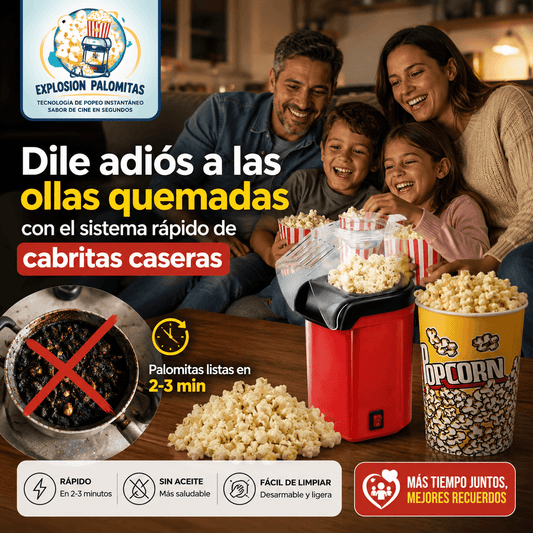 Explosion Palomitas®: La mini máquina de 1200W que prepara tus cabritas saludables en minutos.