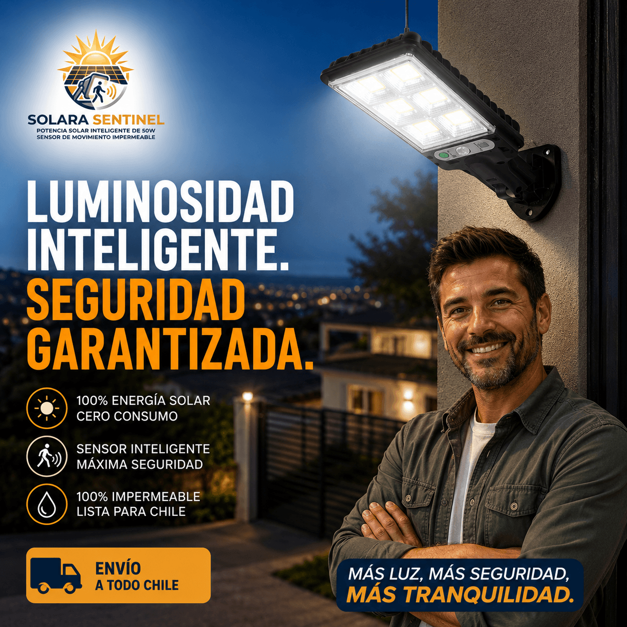 SENTINEL®: Los focos solares con sensor de movimiento que iluminan tus exteriores a costo cero.