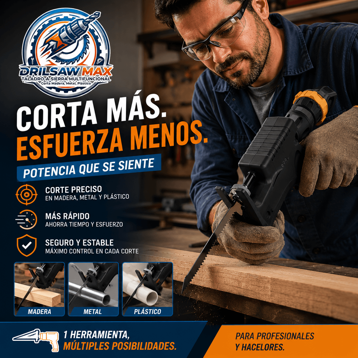 Drilsaw Max®: El convertidor universal que transforma tu taladro en una sierra versátil.