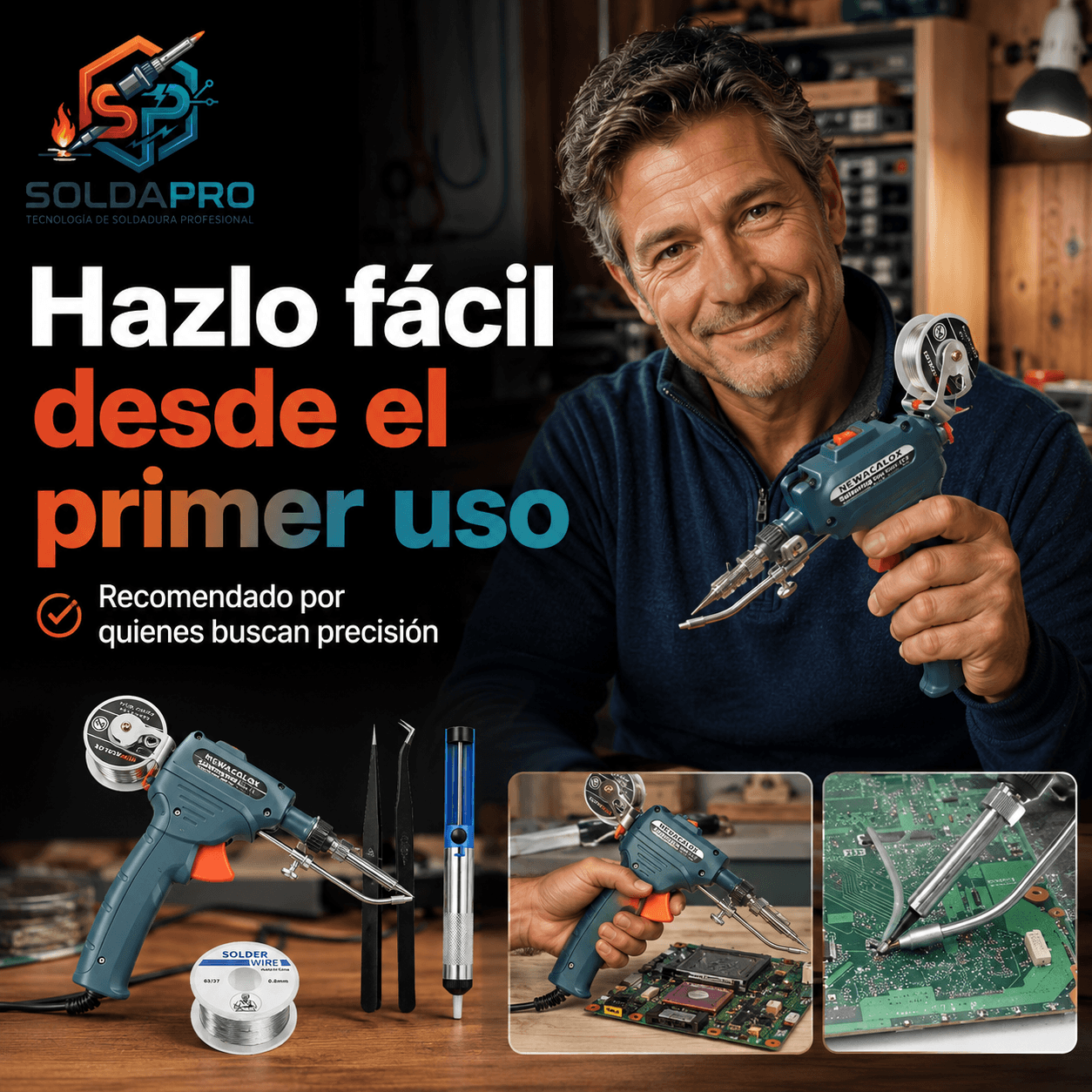 SOLDAPRO®: La pistola de soldar semiautomática que te permite trabajar con una sola mano al instante.