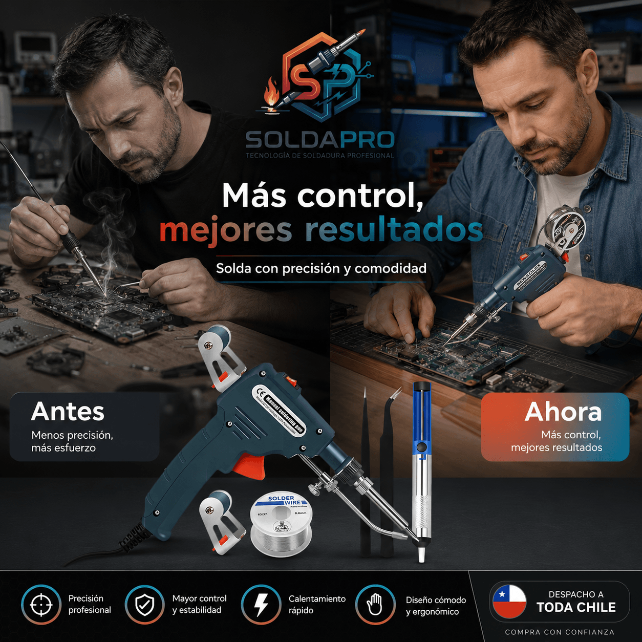 SOLDAPRO®: La pistola de soldar semiautomática que te permite trabajar con una sola mano al instante.