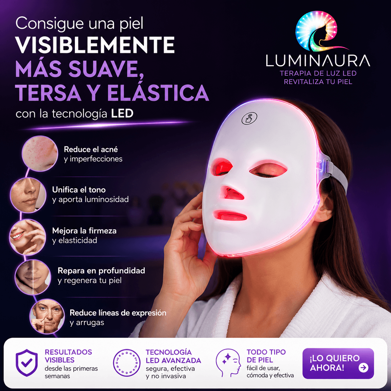 LUMINAURA®: La máscara de fototerapia de 7 colores que renueva la luminosidad de tu rostro.