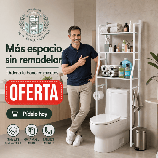 AQUA®: La estantería organizadora de 3 niveles que multiplica el espacio de tu baño al instante.