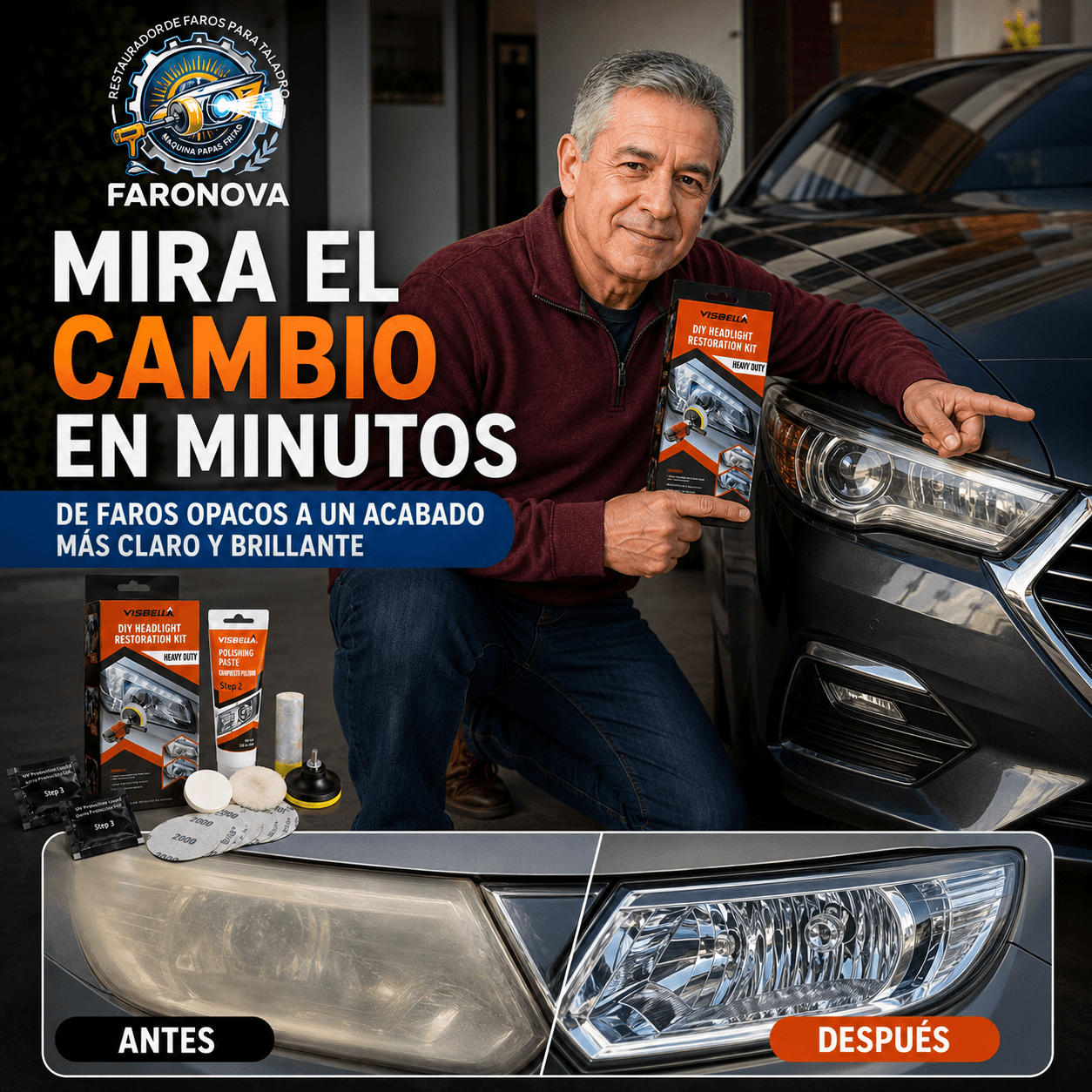 FARONOVA®: El kit técnico de pulido que elimina la opacidad y el amarilleamiento de tus focos.