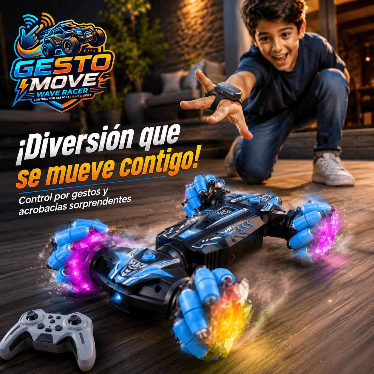GESTO MOVE®: El auto acrobático con control por gestos que revoluciona el juego al instante.