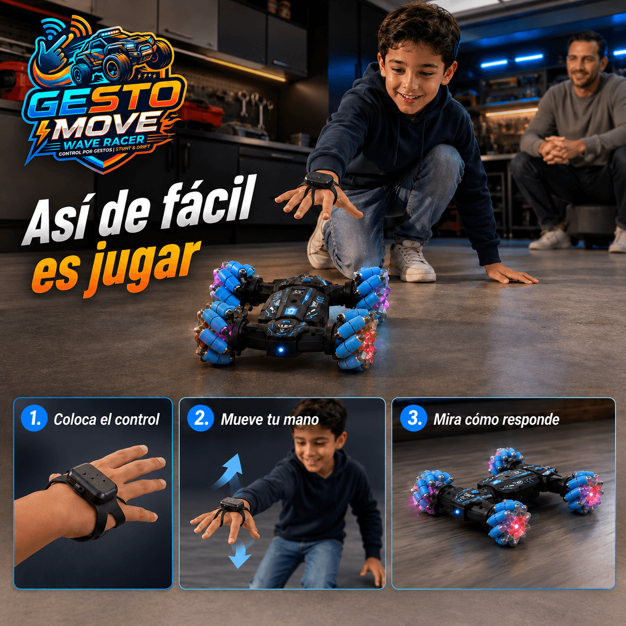 GESTO MOVE®: El auto acrobático con control por gestos que revoluciona el juego al instante.
