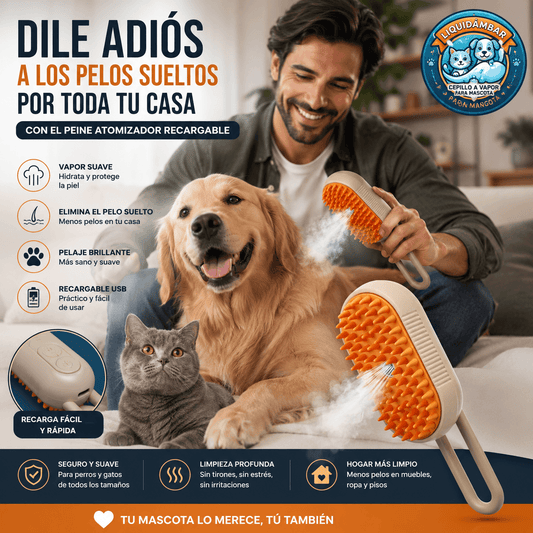 LIQUIDAMBAR®: El cepillo a vapor que atrapa el pelo de tus mascotas al instante y sin estática.