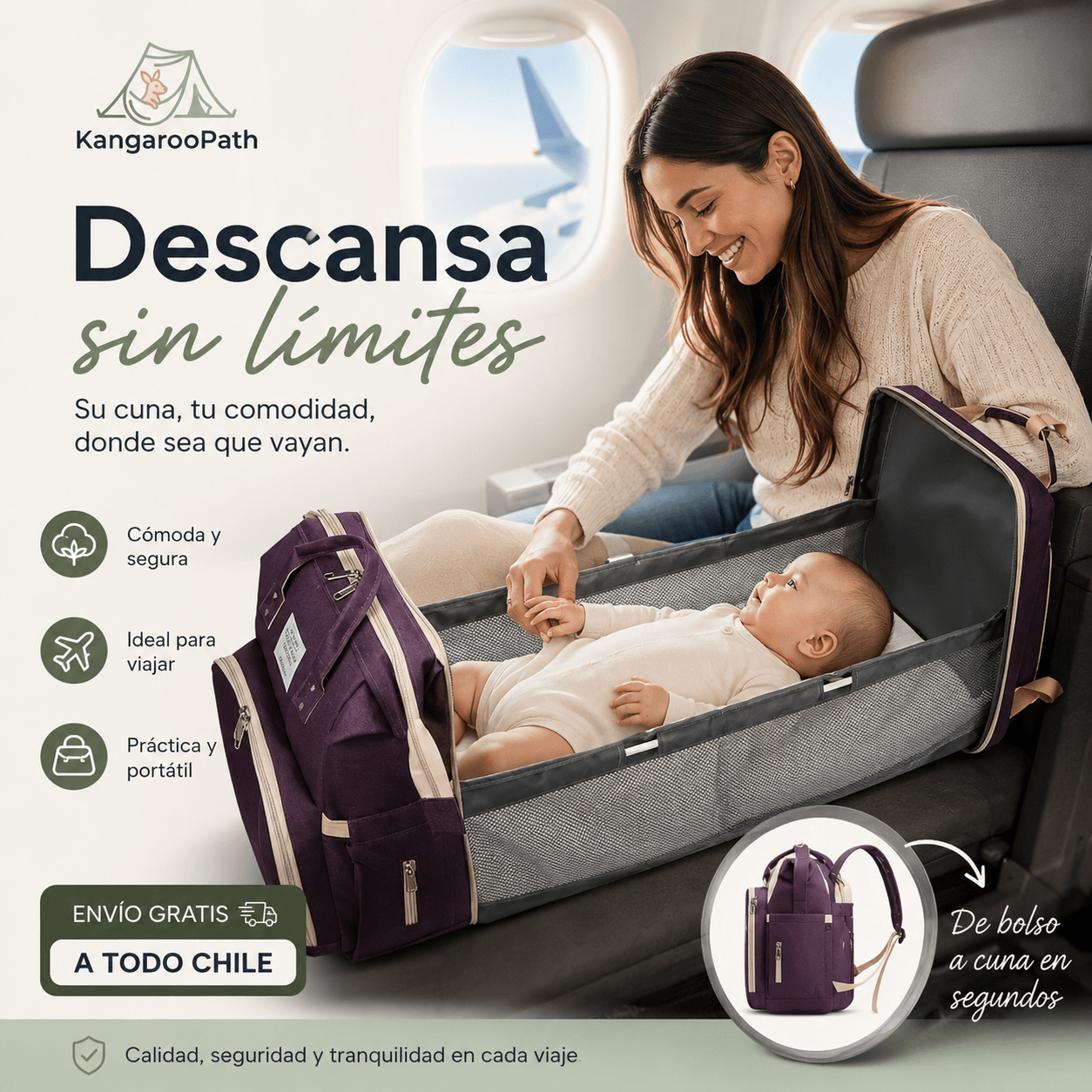 KANGAROOPATH®: La mochila pañalera 2 en 1 que combina organización inteligente y cambiador portátil.