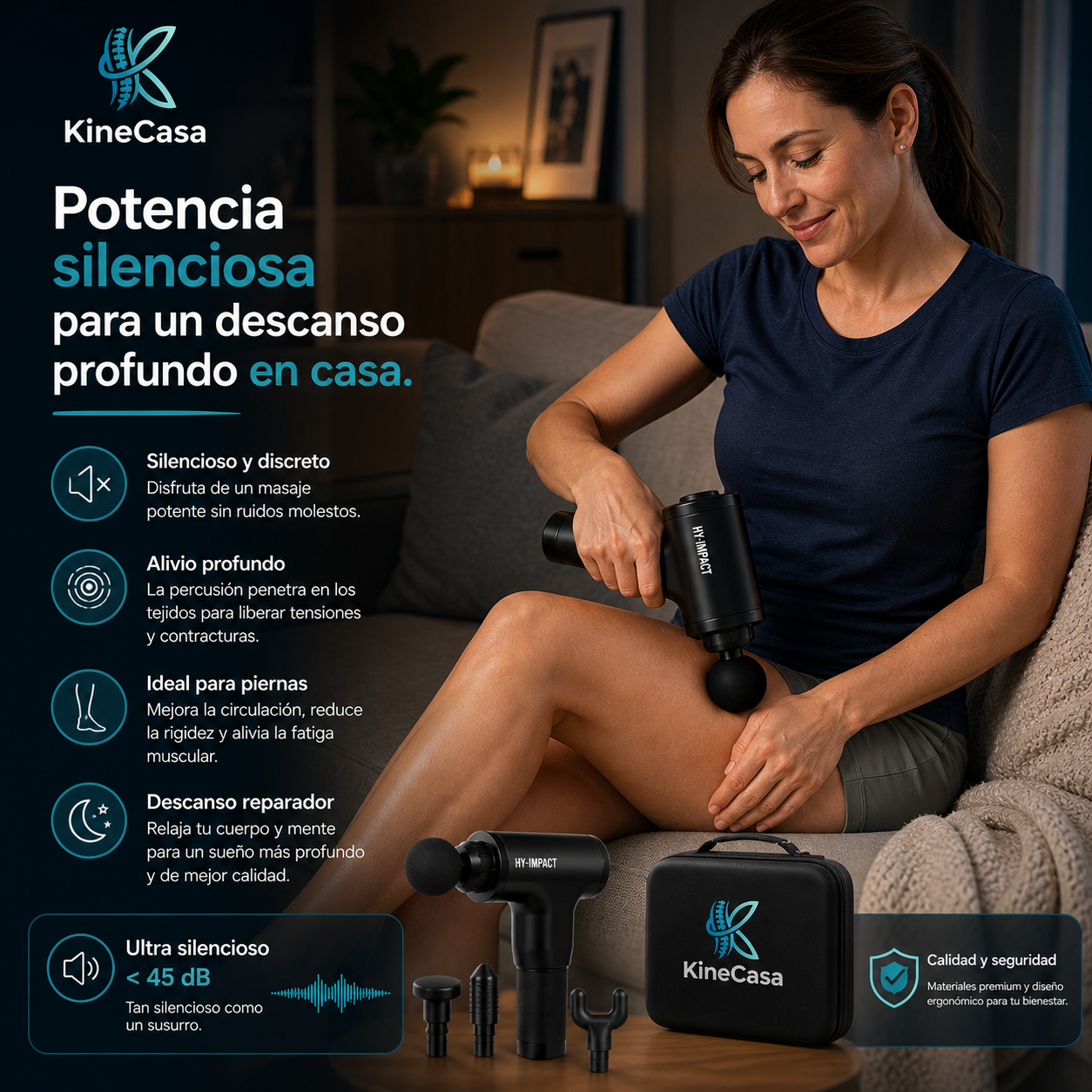 KINECASA®️: Terapia de percusión profesional para aliviar tu musculatura.