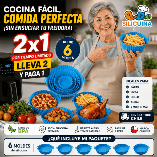 SILICUINA®: Lleva 2 kits de moldes de silicona por el precio de 1 y mantén tu freidora siempre limpia.