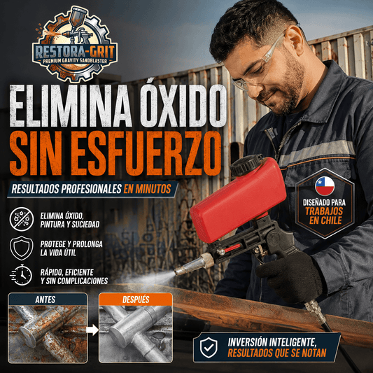 RESTORA-GRIT®: La pistola arenadora por gravedad que remueve el óxido y la pintura vieja sin esfuerzo.