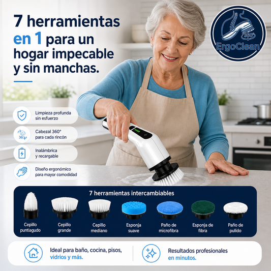 ERGOCLEAN®️: El cepillo eléctrico que limpia por ti sin dañar tu espalda.