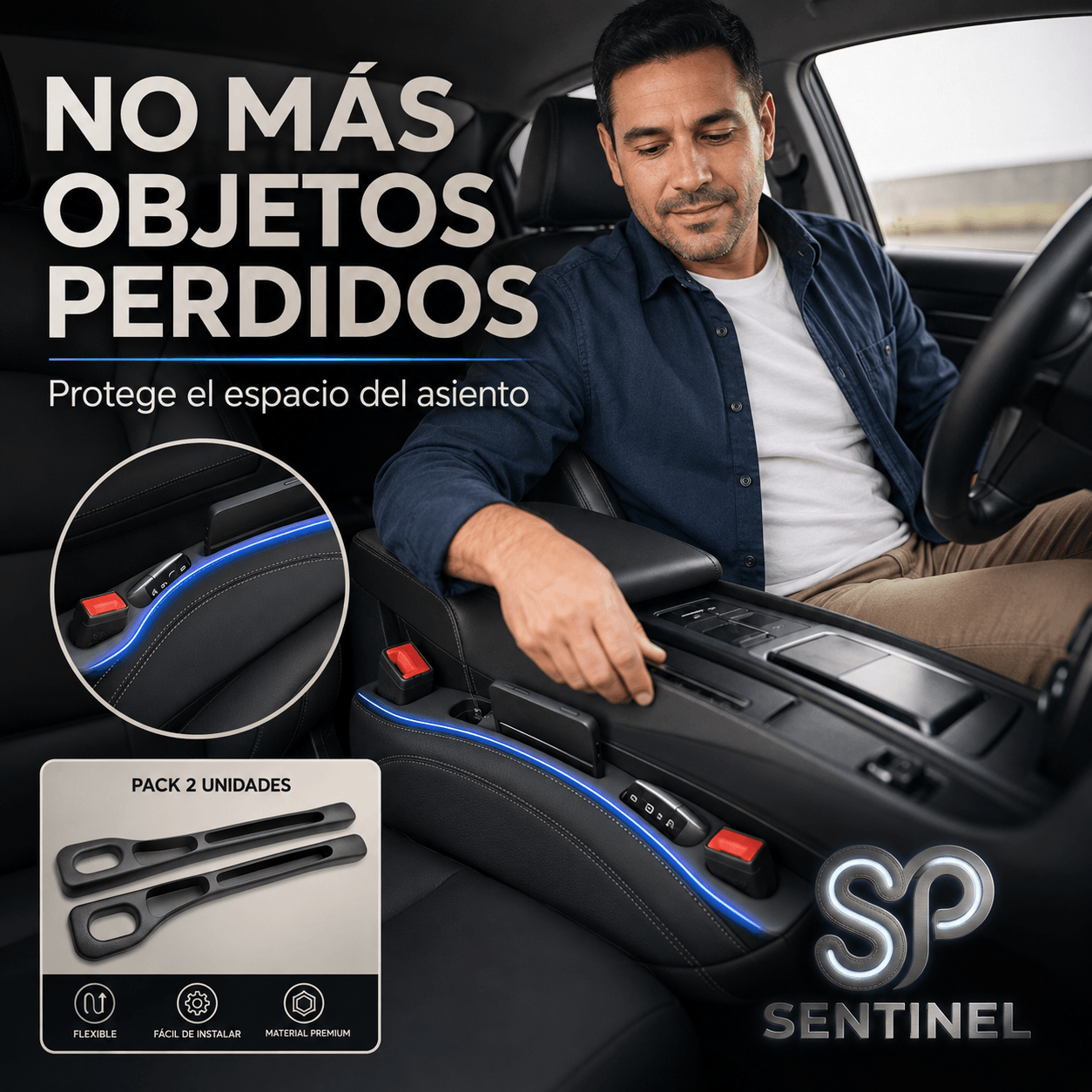 SENTINEL®: El par de protectores laterales que evita la caída de tus objetos bajo el asiento al instante.
