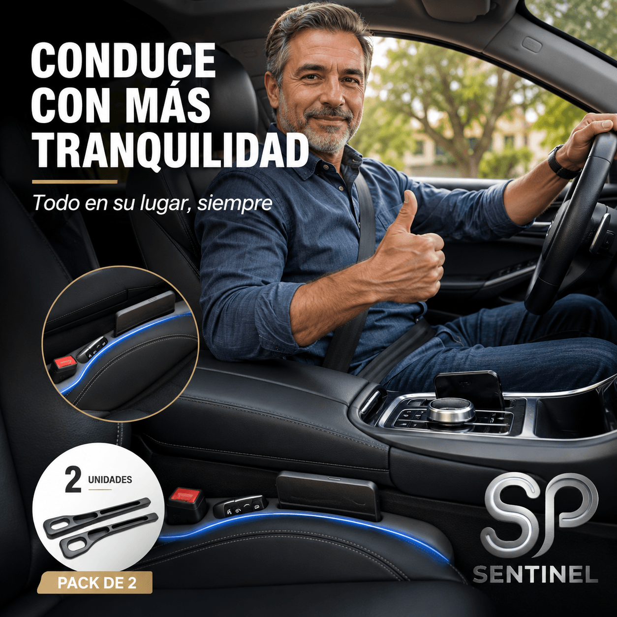 SENTINEL®: El par de protectores laterales que evita la caída de tus objetos bajo el asiento al instante.