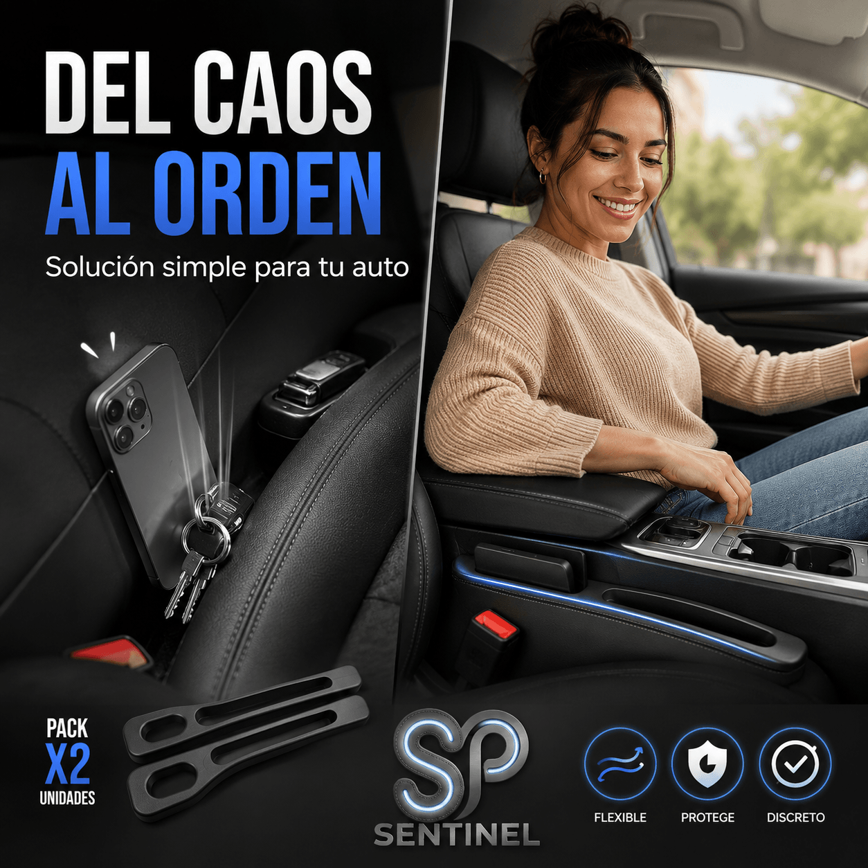 SENTINEL®: El par de protectores laterales que evita la caída de tus objetos bajo el asiento al instante.