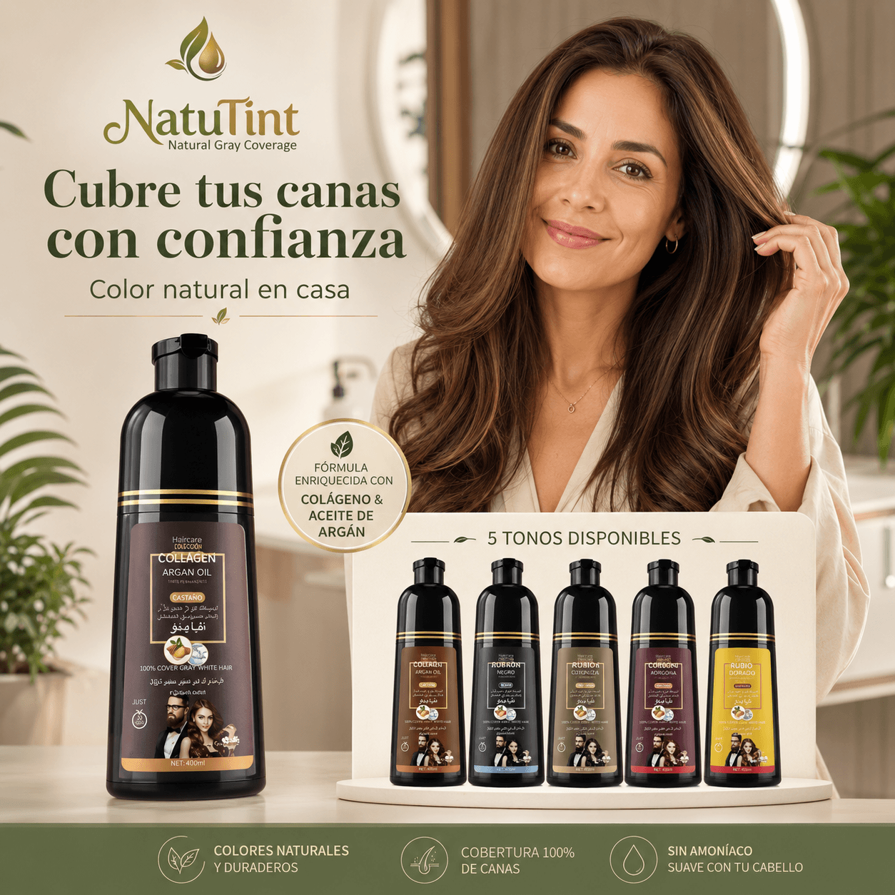 NATUTINT®: El champú tinte de extractos puros que cubre tus canas por completo al instante.