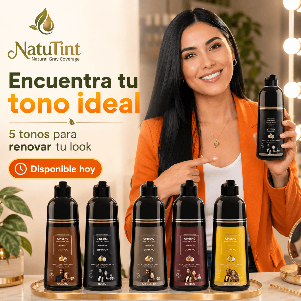 NATUTINT®: El champú tinte de extractos puros que cubre tus canas por completo al instante.