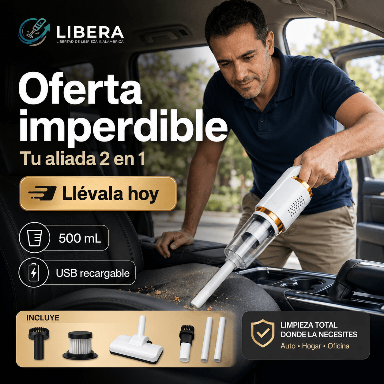 LIBERA®: La aspiradora inalámbrica recargable que limpia cada rincón de tu hogar al instante.